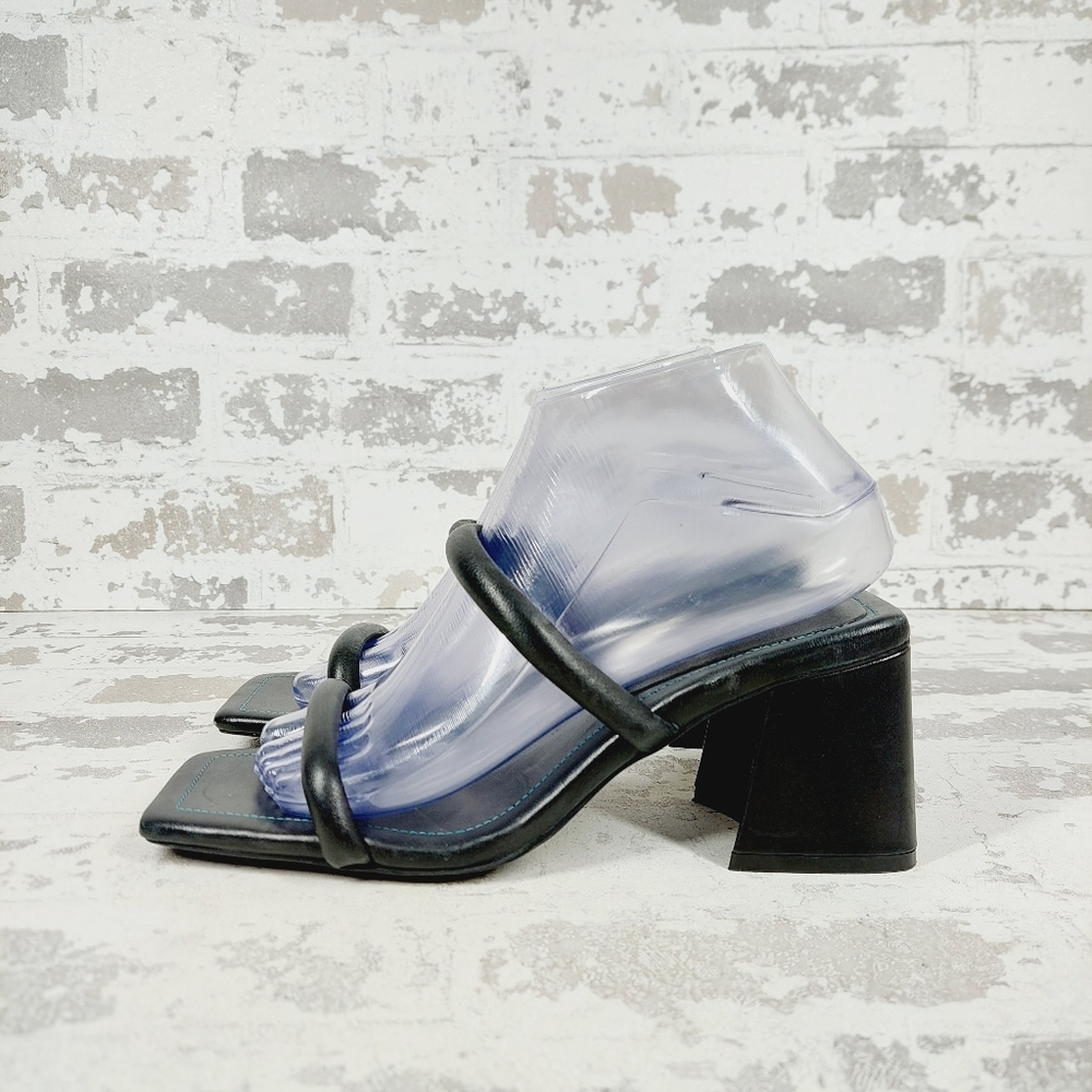 New Free People Parker Square Toe Double Strap Leather  Slide Sandals H850